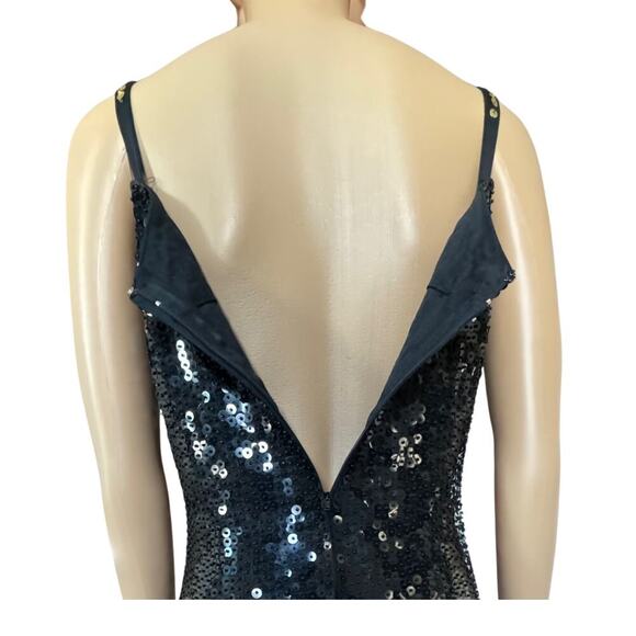 Beaded Sequin Womens Mini Dress Bodycon Party Cocktail Evening S/M Black Gold - Picture 5 of 10